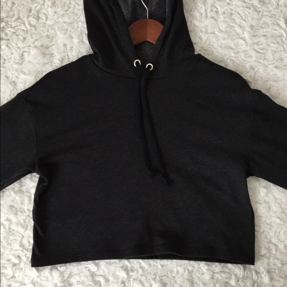 H&M Dark Grey Crop Top Hoodie
